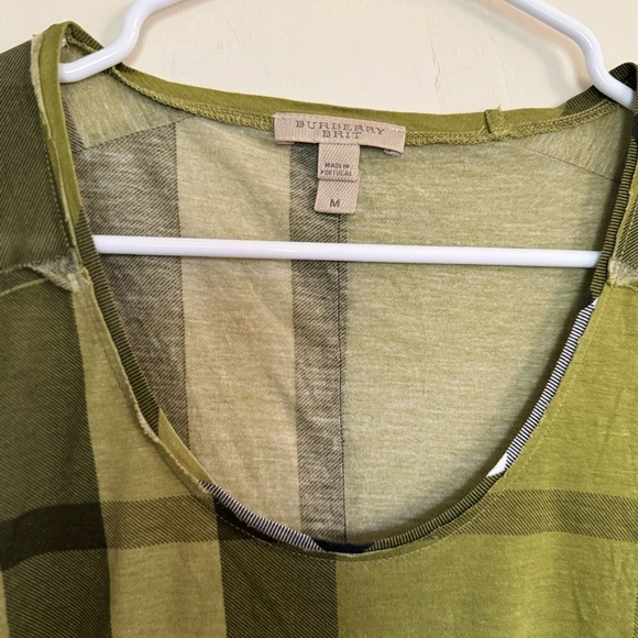 Burberry Brit Olive Plaid Short Sleeve Top size medium - Picture 3 of 9